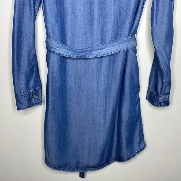 Velvet Heart Size S Anita Tencel Blue Chambray Button Down Casual Shirt Dress - Picture 10 of 12